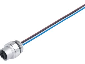 Binder M12 Flanschdose, Polzahl: 12, ungeschirmt, Litzen, IP68/IP69K, UL 2238, M16x1,5, Frontmontage, Kodierungsausrichtung positionierbar