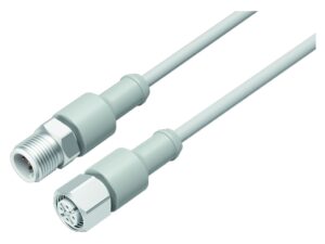 Binder M12 Verbindungsleitung Kabelstecker – Kabeldose, Polzahl: 3, ungeschirmt, am Kabel angespritzt, IP69K, UL 2238, Ecolab, PVC, grau, 3 x 0,34 mm², Lebensmittelindustrie, Edelstahl
