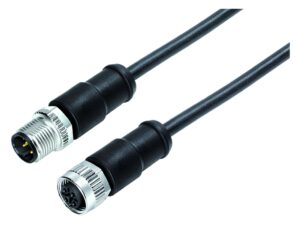 Binder M12 Kabelstecker – Kabeldose, Polzahl: 4, ungeschirmt, am Kabel angespritzt, IP68, PUR, schwarz, 4 x 1,50 mm²