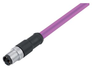 Binder M12 Kabelstecker, Polzahl: 2, geschirmt, am Kabel angespritzt, IP67, UL 2238, Profibus, PUR, violett, 2 x 0,25 mm²