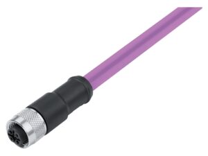 Binder M12 Kabeldose, Polzahl: 2, geschirmt, am Kabel angespritzt, IP67, UL 2238, Profibus, PUR, violett, 2 x 0,25 mm²