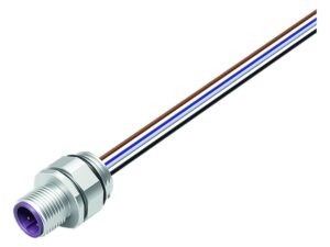 Binder M12 Flanschstecker, Polzahl: 4, ungeschirmt, Litzen, IP68, UL 2238, PG 9, Frontmontage
