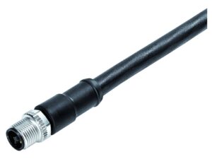 Binder M12 Kabelstecker, Polzahl: 4, ungeschirmt, am Kabel angespritzt, IP68, PUR, schwarz, 4 x 1,50 mm²
