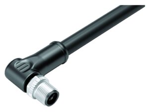 Binder M12 Winkelstecker, Polzahl: 4, ungeschirmt, am Kabel angespritzt, IP68, PUR, schwarz, 4 x 1,50 mm²