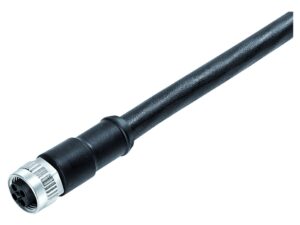 Binder M12 Kabeldose, Polzahl: 4, ungeschirmt, am Kabel angespritzt, IP68, PUR, schwarz, 4 x 1,50 mm²