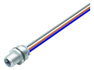 Binder M12 Flanschstecker, Polzahl: 5, ungeschirmt, Litzen, IP68, UL 2238, M16x1,5, Frontmontage