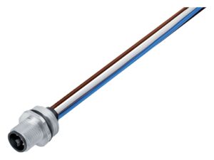 Binder M12 Flanschstecker, Polzahl: 4, ungeschirmt, Litzen, IP68, UL 2238, M16x1,5, Frontmontage