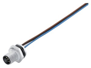 Binder M12 Flanschstecker, Polzahl: 4, ungeschirmt, Litzen, IP68, UL 2238, M16x1,5, Rückwandmontage