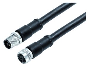 Binder M12 Verbindungsleitung Kabelstecker – Kabeldose, Polzahl: 4, ungeschirmt, am Kabel angespritzt, IP68, PUR, schwarz, 4 x 1,50 mm²