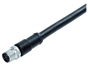 Binder M12 Kabelstecker, Polzahl: 3+PE, ungeschirmt, am Kabel angespritzt, IP68, PUR, schwarz, 4 x 1,50 mm²