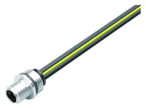 Binder M12 Flanschstecker, Polzahl: 5, ungeschirmt, Litzen, IP68, UL 2238, M16x1,5, Frontmontage