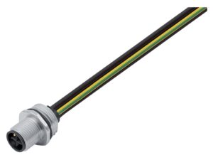 Binder M12 Flanschstecker, Polzahl: 4, ungeschirmt, Litzen, IP68, UL 2238, M16x1,5, Frontmontage