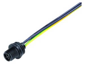 Binder M12 Flanschstecker, Polzahl: 4, ungeschirmt, Litzen, IP68, UL 2238, M16x1,5, Frontmontage