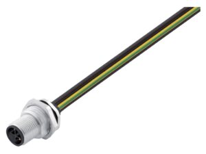 Binder M12 Flanschstecker, Polzahl: 4, ungeschirmt, Litzen, IP68, UL 2238, M16x1,5, Rückwandmontage