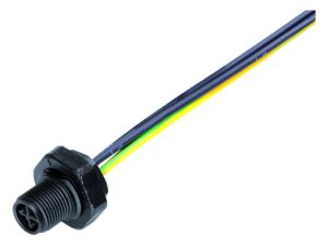 Binder M12 Flanschstecker, Polzahl: 4, ungeschirmt, Litzen, IP68, UL 2238, M16x1,5, Rückwandmontage