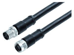Binder M12 Verbindungsleitung Kabelstecker – Kabeldose, Polzahl: 2+PE, ungeschirmt, am Kabel angespritzt, IP68, PUR, schwarz, 3 x 1,50 mm²