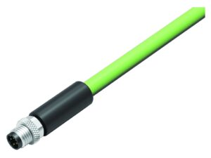 Binder M8 Kabelstecker, Polzahl: 4, geschirmt, am Kabel angespritzt, IP67, Profinet/Ethernet CAT5e, PUR, grün, 4 x AWG 22