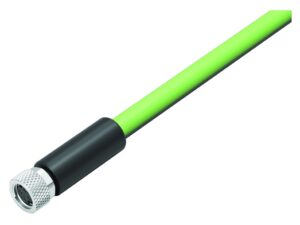 Binder M8 Kabeldose, Polzahl: 4, geschirmt, am Kabel angespritzt, IP67, Profinet/Ethernet CAT5e, PUR, grün, 4 x AWG 22