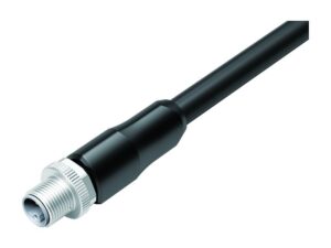 Binder M12 Kabelstecker, Polzahl: 4+FE, ungeschirmt, am Kabel angespritzt, IP68, UL 2238, M12x1,0, PUR, schwarz, 5 x 2,50 mm²