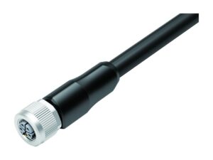 Binder M12 Kabeldose, Polzahl: 4+FE, ungeschirmt, am Kabel angespritzt, IP68, UL 2238, M12x1,0, PUR, schwarz, 5 x 2,50 mm²