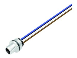 Binder M12 Flanschstecker, Polzahl: 4, ungeschirmt, Litzen, IP68, UL 2238, M16x1,5, Frontmontage