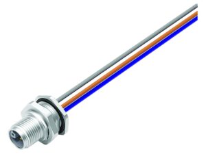 Binder M12 Flanschstecker, Polzahl: 5, ungeschirmt, Litzen, IP68, UL 2238, M16x1,5, Rückwandmontage