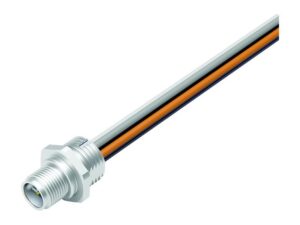 Binder M12 Flanschstecker, Polzahl: 4+FE, ungeschirmt, Litzen, IP68, M16x1,5, Frontmontage, UL 2237 in Vorbereitung