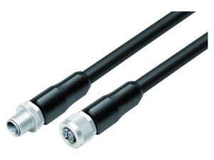 Binder M12 Kabelstecker – Kabeldose, Polzahl: 4+FE, ungeschirmt, am Kabel angespritzt, IP68, PUR, schwarz, 5 x 2,50 mm², UL in Vorbereitung