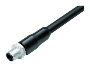 Binder M12 Kabelstecker, Polzahl: 4+PE, ungeschirmt, am Kabel angespritzt, IP68, UL, PUR, schwarz, 5 x 2,50 mm²