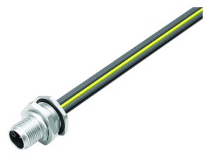 Binder M12 Flanschstecker, Polzahl: 5, ungeschirmt, Litzen, IP68, UL 2238, M16x1,5, Rückwandmontage, von vorne verschraubbar