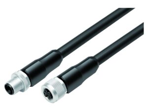 Binder M12 Kabelstecker – Kabeldose, Polzahl: 4+PE, ungeschirmt, am Kabel angespritzt, IP68, PUR, schwarz, 5 x 1,50 mm², UL in Vorbereitung