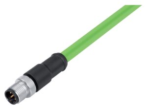 Binder M12 Kabelstecker, Polzahl: 4, geschirmt, am Kabel angespritzt, IP67, UL 2238, Profinet/Ethernet CAT5e, PUR, grün, 4 x AWG 22