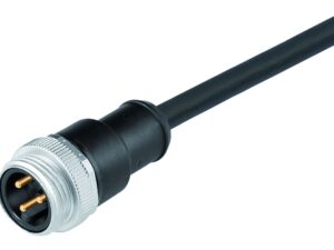 Binder 7/8″ Kabelstecker, Polzahl: 3, ungeschirmt, am Kabel angespritzt, IP68, UL 2238, PUR, schwarz, 3 x 1,50 mm²