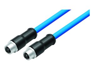 Binder M12 Verbindungsleitung 2 Kabeldosen, Polzahl: 8, geschirmt, am Kabel angespritzt, IP67, M12x1,0, E-beam X-FRNCL/LSNH, blau