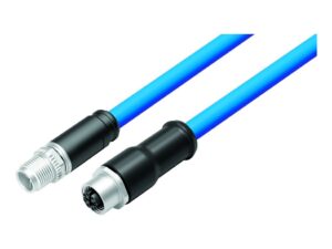 Binder M12 Verbindungsleitung Kabelstecker – Kabeldose, Polzahl: 8, geschirmt, am Kabel angespritzt, IP67, M12x1,0, E-beam X-FRNCL/LSNH, blau