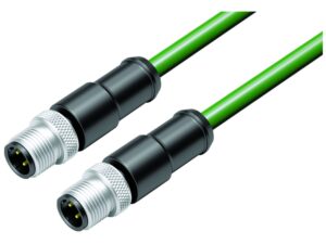 Binder M12 Verbindungsleitung 2 Kabelstecker, Polzahl: 4, geschirmt, am Kabel angespritzt, IP67, UL, Profinet/Ethernet CAT5e, PUR, grün, 4 x AWG 22