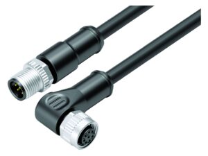 Binder M12 Verbindungsleitung Kabelstecker – Winkeldose, Polzahl: 8, ungeschirmt, am Kabel angespritzt, IP69K, UL 2238, PUR, schwarz, 8 x 0,25 mm²
