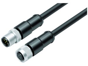 Binder M12 Verbindungsleitung Kabelstecker – Kabeldose, Polzahl: 8, geschirmt, am Kabel angespritzt, IP67, UL 2238, PUR, schwarz, 8 x 0,25 mm²