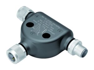 M12-L Zweifachverteiler, T-Verteiler, Stecker - 2 Dosen 4+FE-polig Serie 823 | Art. 79 0645 00 05 | Binder
