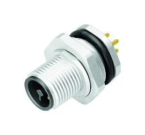 M12 Flanschstecker, Polzahl: 4, ungeschirmt, THT, IP68, UL 2238, M16x1,5, Rückwandmontage, vergossen