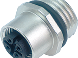 M12 Flanschdose, Polzahl: 5, ungeschirmt, löten, IP68, UL 2238, PG 9, Frontmontage