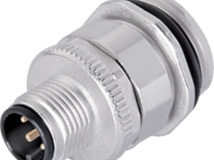 M12 Flanschstecker, Polzahl: 4, ungeschirmt, schraubklemm, IP67, UL 2238, VDE, M20x1,5, Frontmontage