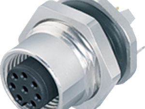 M12 Flanschdose, Polzahl: 5, schirmbar, THT, IP68, UL 2238, PG 9, Rückwandmontage