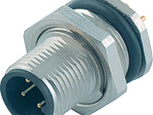 M12 Flanschstecker, Polzahl: 8, ungeschirmt, THT, IP68, UL 2238, PG 9, Rückwandmontage, Edelstahl