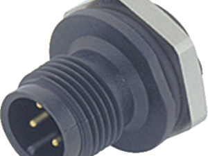 M12 Flanschstecker, Polzahl: 4, ungeschirmt, löten, IP67, UL 2238, M16x1,5, Frontmontage
