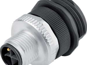 M12 Flanschstecker, Polzahl: 3+PE, ungeschirmt, schraubklemm, IP68, UL 2238, VDE, M20x1,5, Frontmontage, für die Spannungsversorgung (Power)