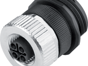 M12 Flanschdose, Polzahl: 3+PE, ungeschirmt, schraubklemm, IP68, UL 2238, VDE, M20x1,5, Frontmontage